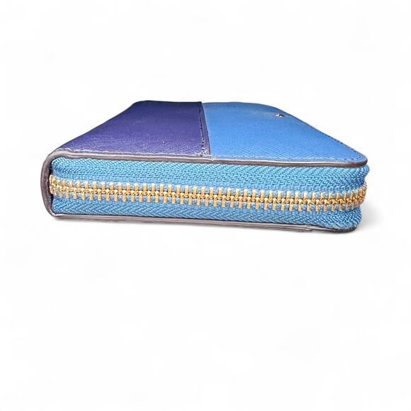 Kate Spade NEW YORK Two-Tone Blue Saffiano Leather Slim Bifold Wallet EUC - Picture 11 of 15
